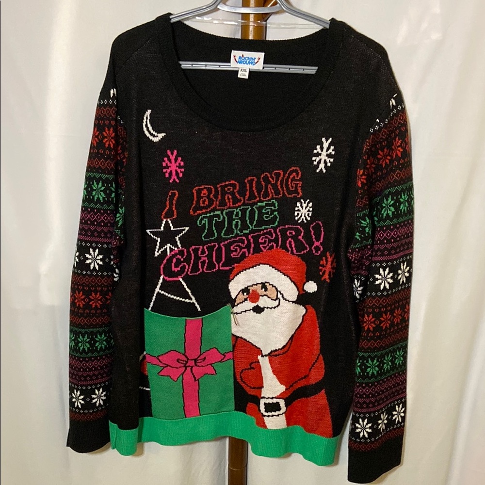 Rocky Around Christmas Sweater with Santa